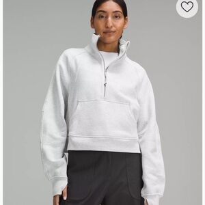 EUC Lululemon Scuba Oversized Funnel-Neck Half Zip Sweater Heathered Grey M/L